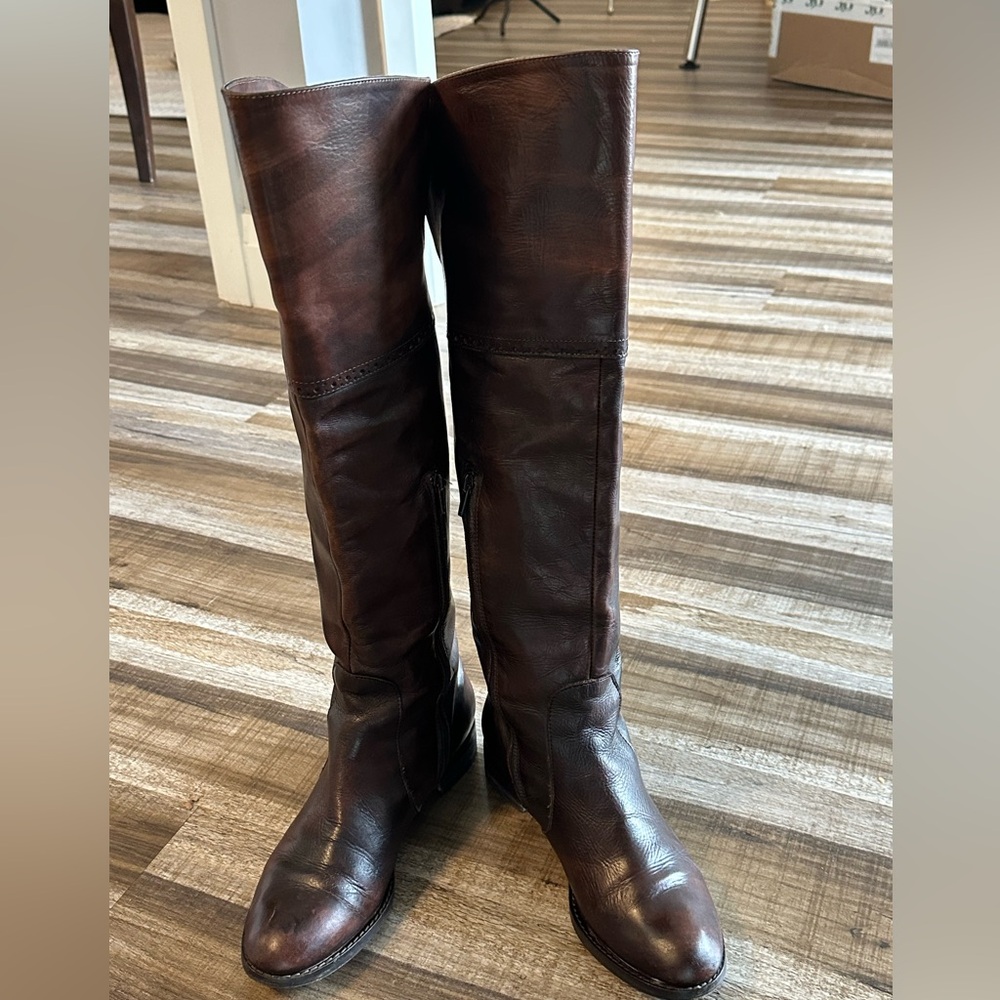 Brown Over The Knee Leather Boots Sz38